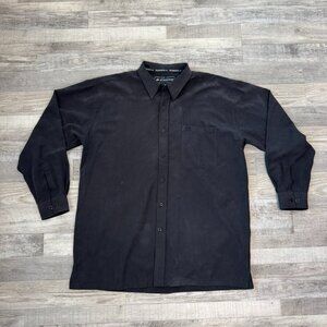 Stardom washed black mens long sleeve button down heavy weight shirt size XL H31